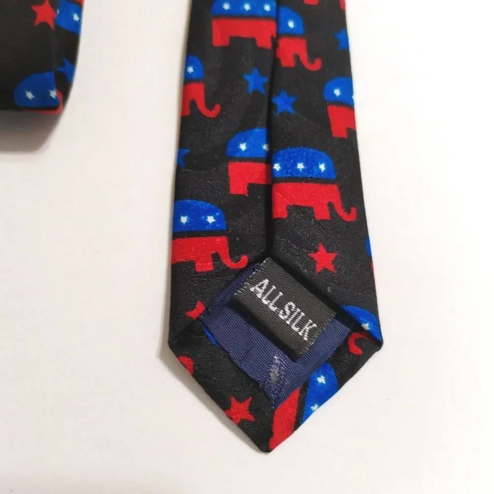 Political Neck Tie Conservative Elephant GOP Republican Party Blue Red 1…‎